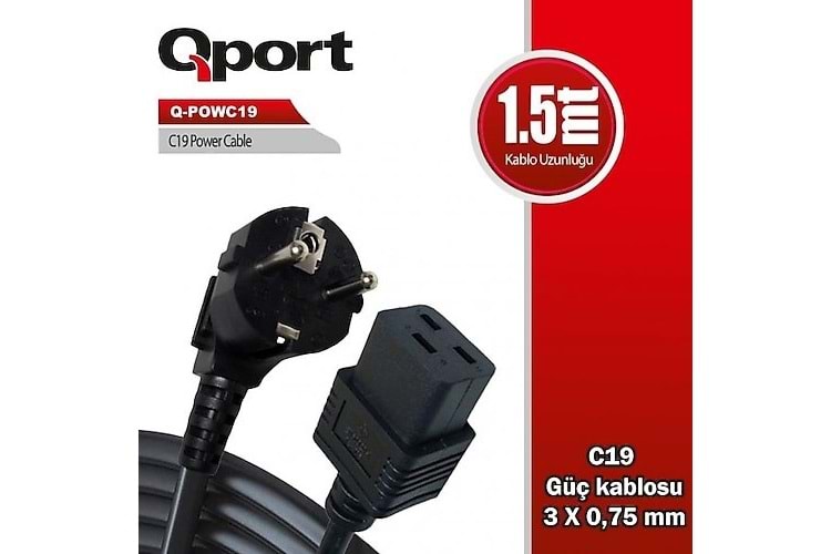 Qport Q-Powc19 1.5Mt C19 Power Kablo