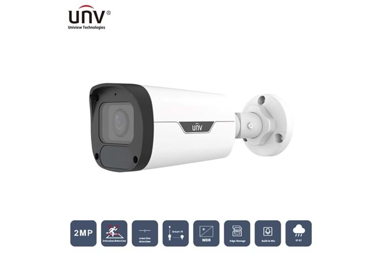 UNV 2MP IPC2322LB-ADEZK-H Motorıze 50Mt Colorhunter Ip67/Ik10 H265+ Ir Bullet Ip Kamera (Dahili Sesli)