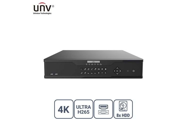 UNV 32kanal NVR308-32X 8-diskli H265+ Nvr Kayıt Cihazı