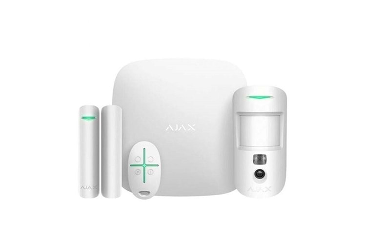 AJAX Starter Hub Kit Cam Kablosuz Alarm Seti Keypad Yok Beyaz