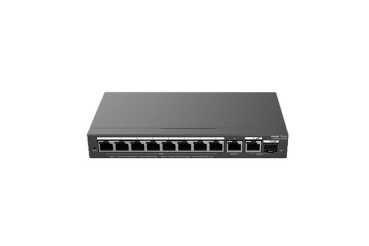 RUIJIE 8port RG-ES210GS-P GIGABIT 1-Uplınk 1-SFP 120W FULL POE Cloud Yonetılebılır Desktop Swıtch