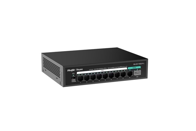 RUIJIE REYEE 8port RG-ES110GS-P-L GIGABIT 1-UPLINK 1-SFP 120W YÖNTİLEMEZ POE SWITCH