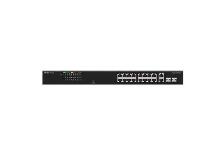 RUIJIE REYEE 16port RG-ES118FGS-LP 10/100 2-UPLINK 2-SFP 120W YÖNETİLEMEZ POE SWITCH