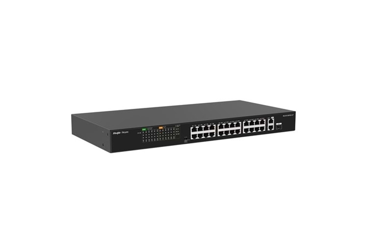 RUIJIE REYEE 24port RG-ES126FGS-LP 10/100 2-UPLINK 1-SFP 180W YÖNETİLEMEZ POE SWITCH