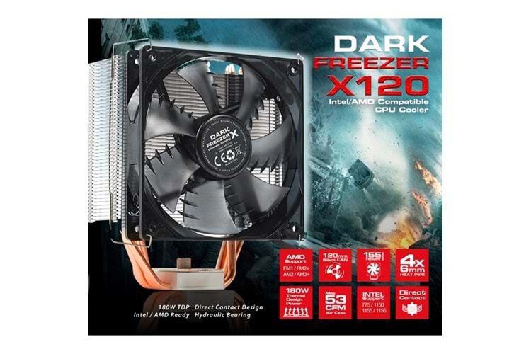 DARK FREEZER X120 DKCCX120 HAVA SOĞUTMALI AM4-1200P LED İŞLEMCİ FANI