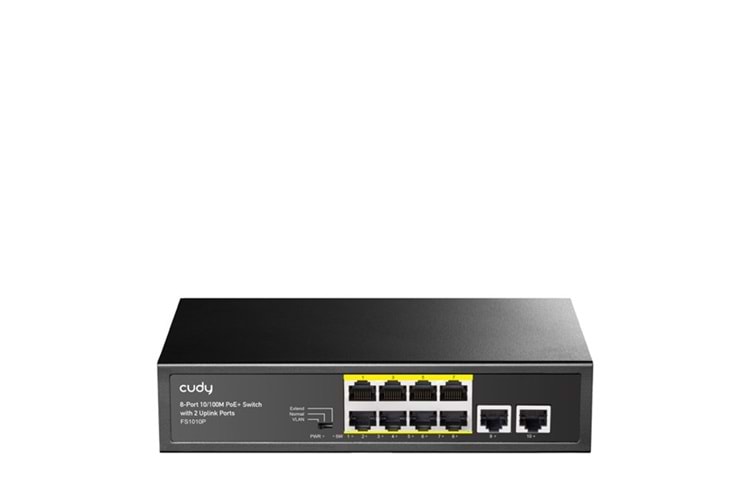 CUDY 8port 80w FULL PoE FS1010P 10/100 2x UPLINK Yönetilemez Switch