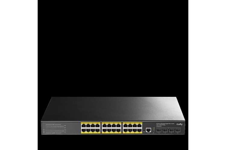 CUDY GS5024PS4-400W 24 Port Gigabit 4-SFP 10GBE 400w Full PoE Yönetilebilir Switch
