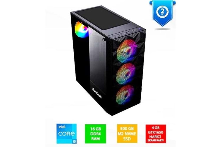 SUNCOM SG1-130 CORE i5 12400F-16GB RAM-500GB SSD-4GB GTX1650-FDOS