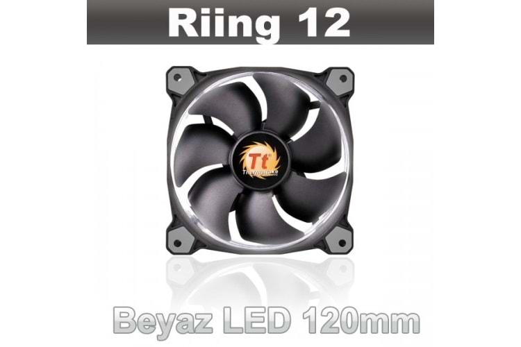 Thermaltake Riing CL-F038-PL12WT-A 120mm Beyaz Halka Ledli Titreşimsiz Kasa ve Radyatör Fanı
