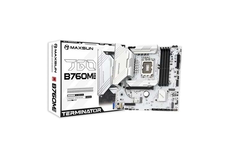 MAXSUN TERMINATÖR B760M D4 ICE DDR4 HDMI-DP PCIE 4.0 1700P MATX BEYAZ