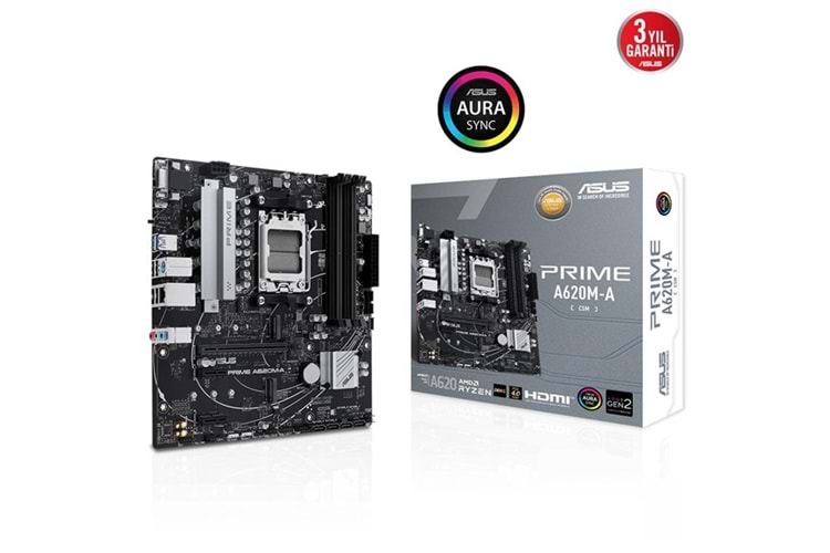 ASUS PRIME A620M-A-CSM DDR5 HDMI-DP PCIE 4.0 AM5 MATX KURUMSAL ANAKART