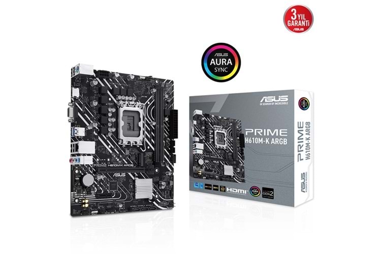 ASUS PRIME H610M-K RGB DDR5 M2 PCIe NVME HDMI PCIe 16X v4.0 1700p mATX