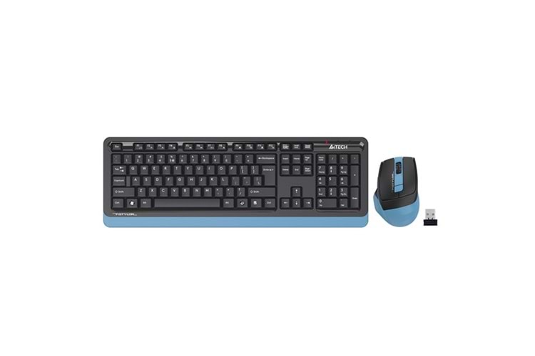 A4 TECH FG1035 Kablosuz Q Trk Optic Mouse Siyah/Mavi Multimedya Klavye - Mouse Set
