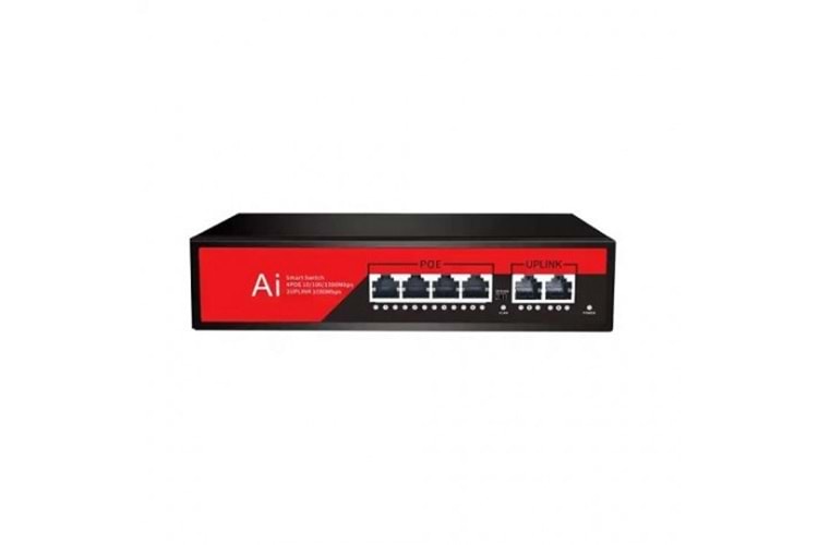 EZCOOL 4port EZ-04PSF-FG GIGABIT 2-UPLINK 65W POE YÖNETİLEMEZ SWITCH