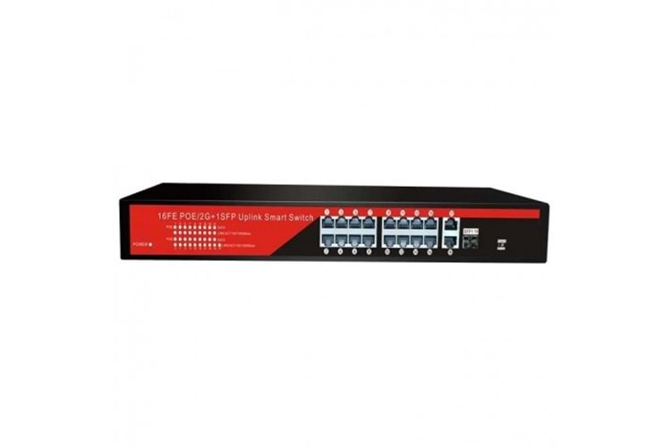 EZCOOL 16port EZ-16PSF-SFP GIGABIT 1-SFP 2-UPLINK 240W YÖNETİLEMEZ SWITCH