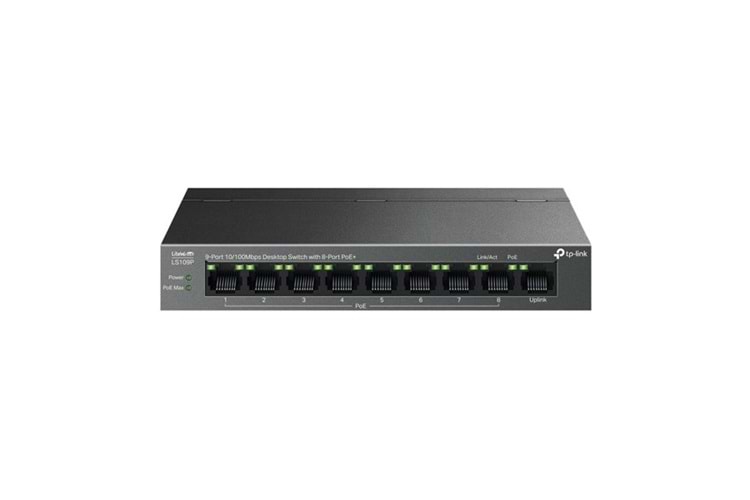 TP-LINK 8port LS109P 10/100 1-UPLINK 63W FULL POE YÖNETİLEMEZ SWITCH