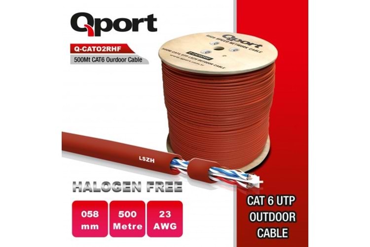 QPORT 500metre Q-CATO2RHF LSZH 23AWG MAKARALI HALOGEN FREE KABLO