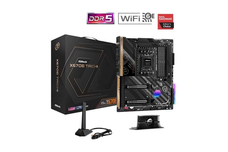 ASROCK X670e TAICHI WIFI-6E DDR5 HDMI-DP PCIE 5.0 AM5 ATX
