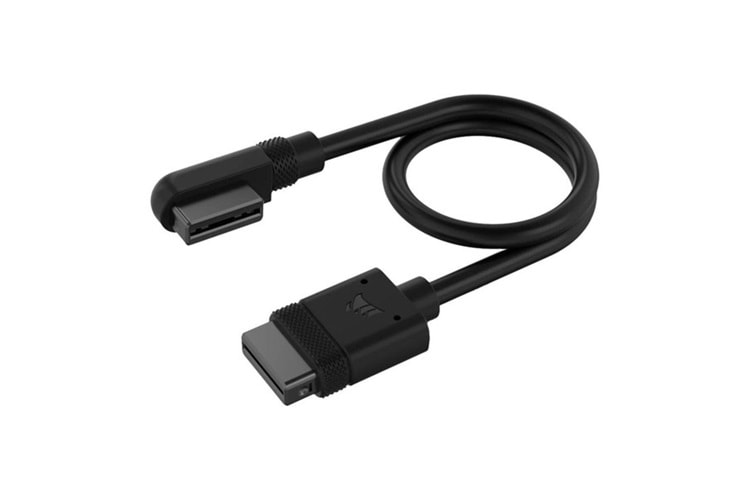 CROSAIR CL-9011123-Ww iCUE LINK Kablosu, 2x 200 mm, Düz/İnce 90° konektörlü, Siyah