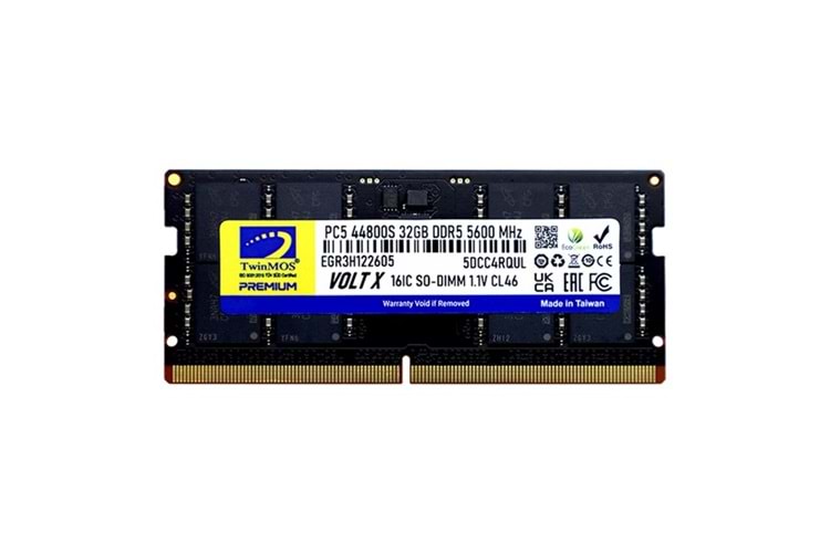 TWINMOS 32GB DDR5 5600MHZ NOTEBOOK RAM PREMIUM TMD532GB5600S46 