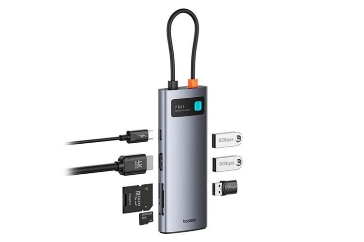 BASEUS STARJOY GRI 7IN1 MULTIFONKSIYONEL HUB ADAPTÖR B00030708811-00 