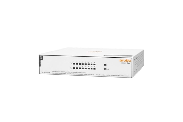 ARUBA 8port Instant On 1430-8 R8R46A Gigabit 64w Full PoE Switch