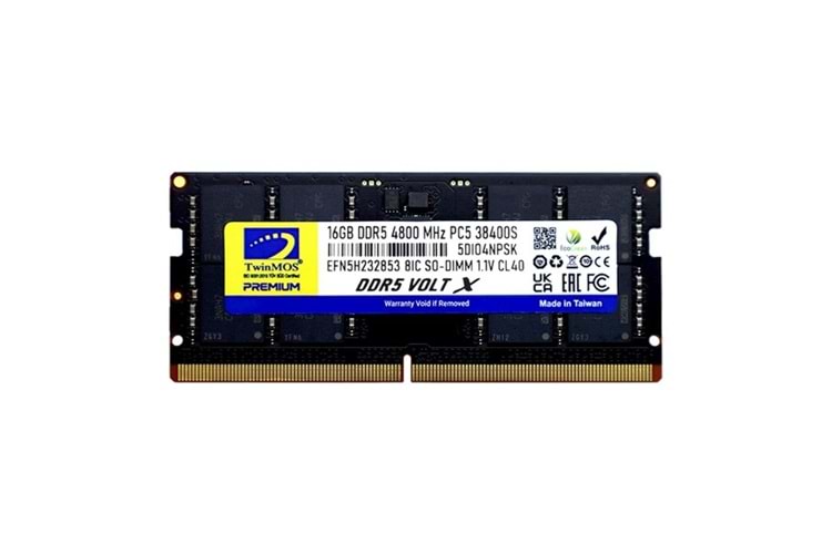 TWINMOS 16GB DDR5 4800MHZ CL40 NOTEBOOK RAM VOLT X TMD516GB4800S40