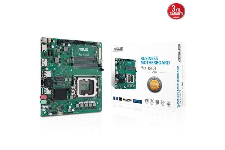 ASUS PRO H610T-CSM DDR5 HDMI-DP PCIE 4.0 1700p mATX KURUMSAL ANAKART