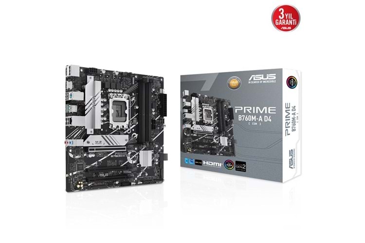 ASUS PRIME B760M-A D4-CSM DDR4 HDMI-DP PCIE 4.0 1700p mATX KURUMSAL ANAKART