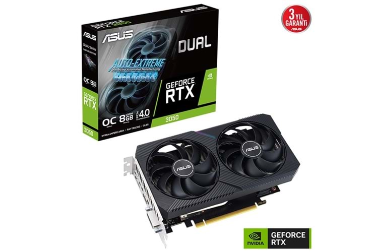 ASUS 8GB DUAL RTX3050-O8G-V2 GDDR6 128Bit HDMI-DP-DVI PCIE 4.0 