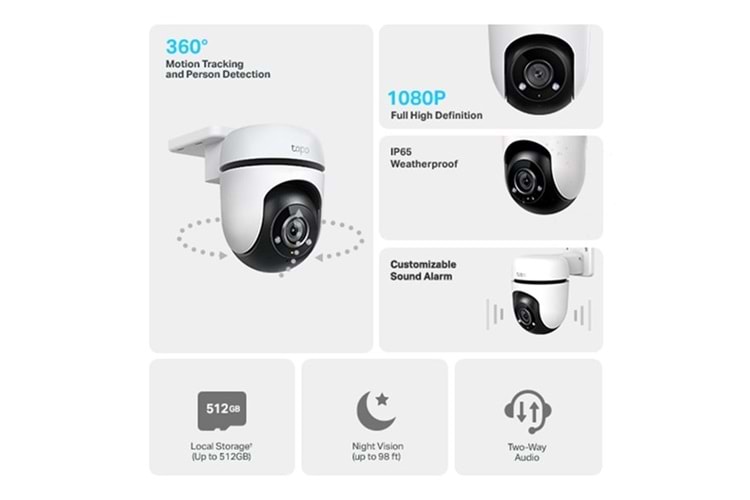TP-LINK Tapo C500 Dış Mekan Yatay/Dikey Wi-Fi Güvenlik Kamerası