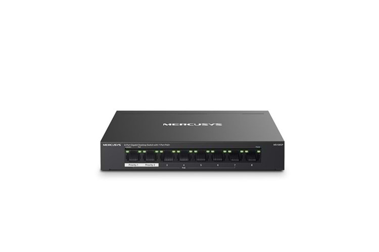 MERCUSYS 8-PORT MS108GP GIGABIT YÖNETİLEMEZ 65W 7-PORT POE SWITCH