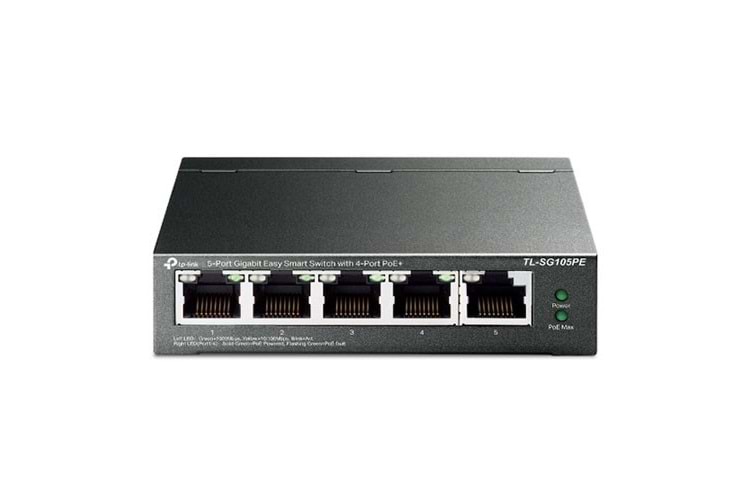 TP-LINK 5-PORT 65W 4-PORT POE TL-SG105PE GIGABIT YÖNETİLEBİLİR POE SWITCH