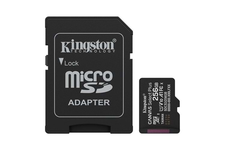 KINGSTON 256GB CANVAS SELECT PLUS DCS3/256GB MICRO-SD HAFIZA KARTI