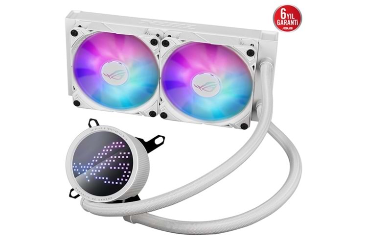 ASUS 240MM ROG RYUO III ARGB ANIME MATRIX LED EKRAN AM5-1700P SIVI SOĞUTMALI İŞLEMCİ FANI BEYAZ