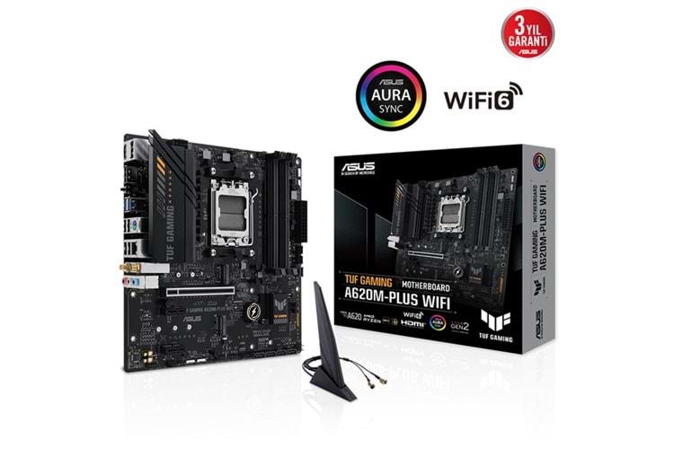 ASUS TUF A620M-PLUS GAMING WIFI-6 DDR5 HDMI-DP PCIE 4.0 AM5 mATX 