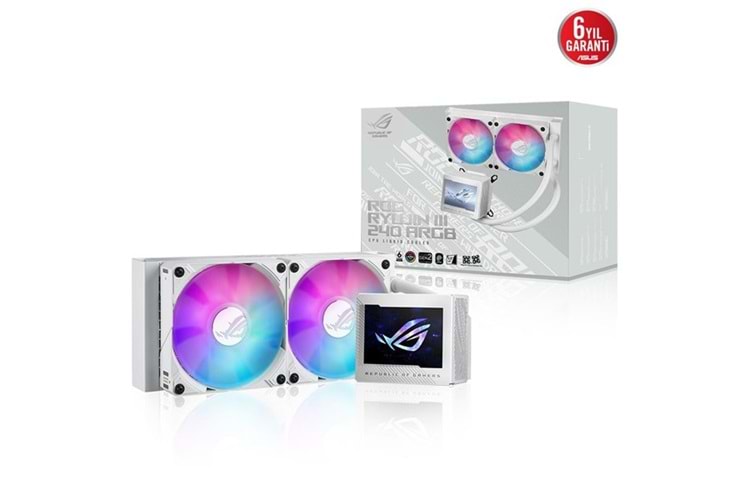 ASUS 240MM ROG RYUJIN III 240 ARGB OLED AM5-1851P SIVI SOĞUTMALI İŞLEMCİ FANI BEYAZ