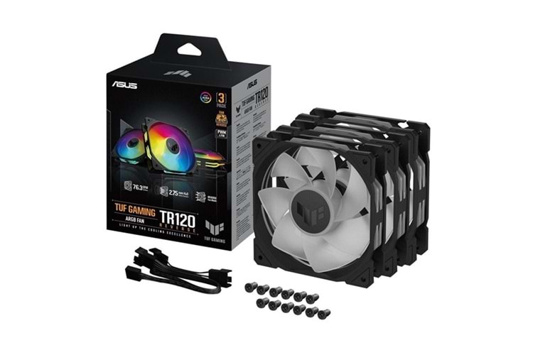 ASUS TUF GAMING TR120 ARGB Reverse Siyah Kasa Fanı - 3-lü Paket