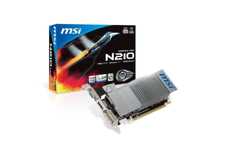 MSI G210 1GB N210-1GD3/LP DDR3 64bit HDMI DVI PCIe 16X v2.0 Fansız