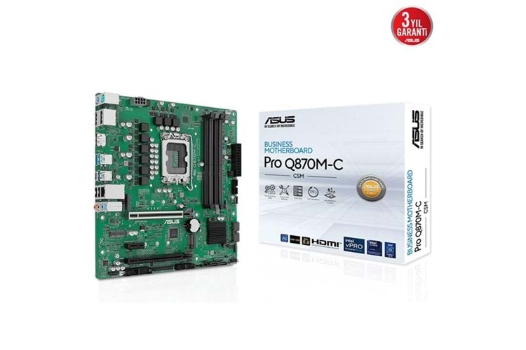 ASUS PRO Q870M-C CSM DDR5 HDMI-DP PCIE 5.0 1851P MATX KURUMSAL ANAKART