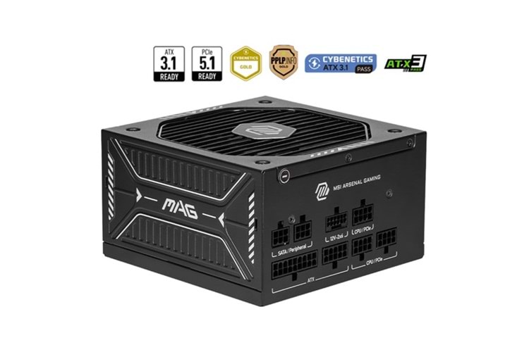 MSI 750W 80+ GOLD MAG A750GLS PCIE 5.1 POWER SUPPLY