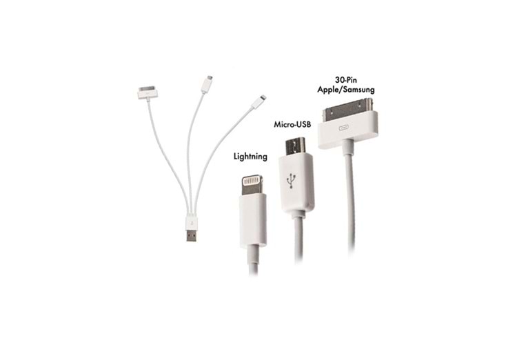 Codegen Apple iPhone 30 Pin / 8 Pin / Micro USB 20 Cm Şarj Kablosu CDG-CNV73