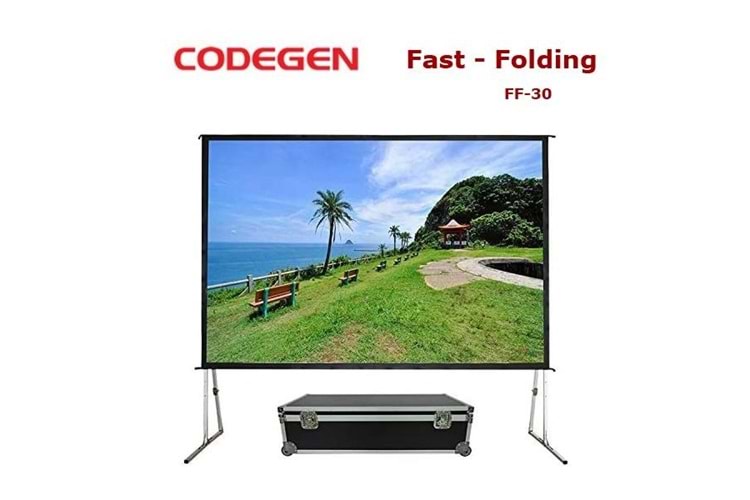 Codegen FF-30 300x225 cm Katlanabilir Taşınabilir Alüminyum Çerçeveli Fast Fold Projeksiyon Perdesi