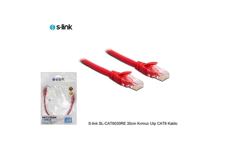 S-link SL-CAT6030RE 30cm Kırmızı Utp CAT6 Patch Kablo