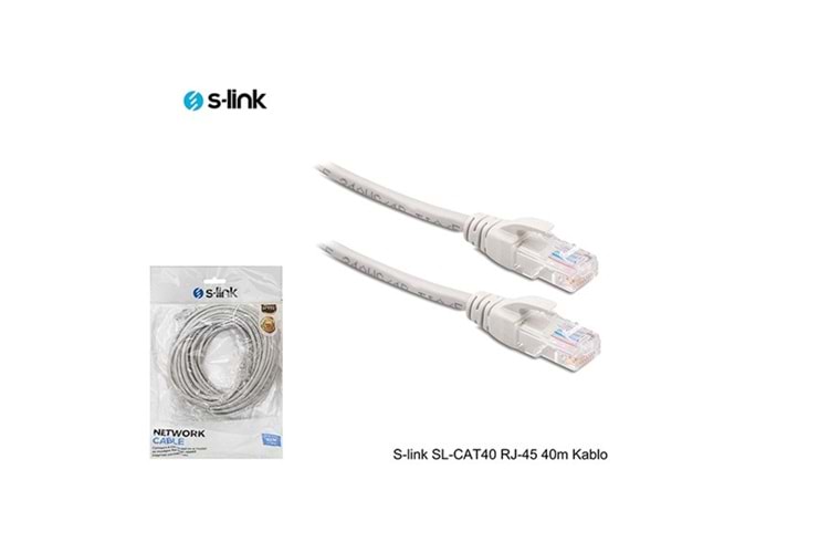 S-link SL-CAT40 RJ-45 40m Gri Cat5 Patch Kablo