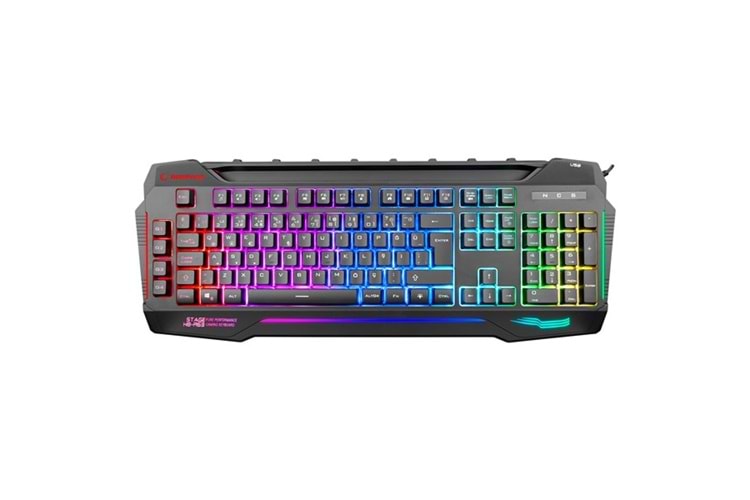Rampage KB-R63 STAGE Siyah 4 Makro Fonksiyon Sese Duyarlı Işıklı Rainbow Q USB Ses Mik Çıkışlı Oyuncu Klavyesi