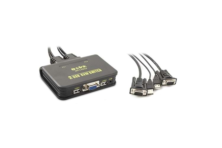 S-link SL- MPC4602 2 Port VGA 2 Port Usb 1.8m M/M Kablolu Otomatik Kvm Siyah Switch