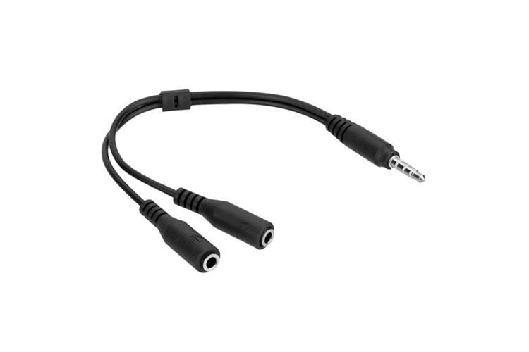 Hytech HY-X77 Siyah Audio + Mic to 3,5mm 0.15m Kulaklık Çevirici