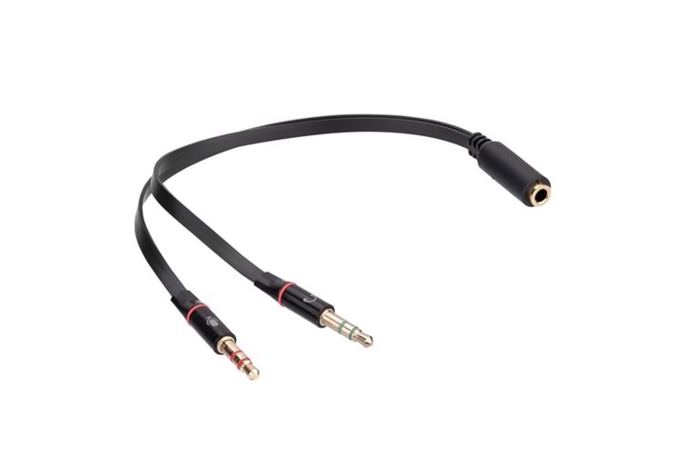 Hytech HY-X78 Siyah 3.5mm to Audio + Mic 0.15m Kulaklık Çevirici