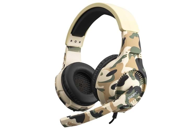 Snopy SN-8800 GAMETIME Kamuflaj Desenli PC 3,5M PS4-XBOX-Mobile Gaming Oyuncu Mikrofonlu Kulaklık